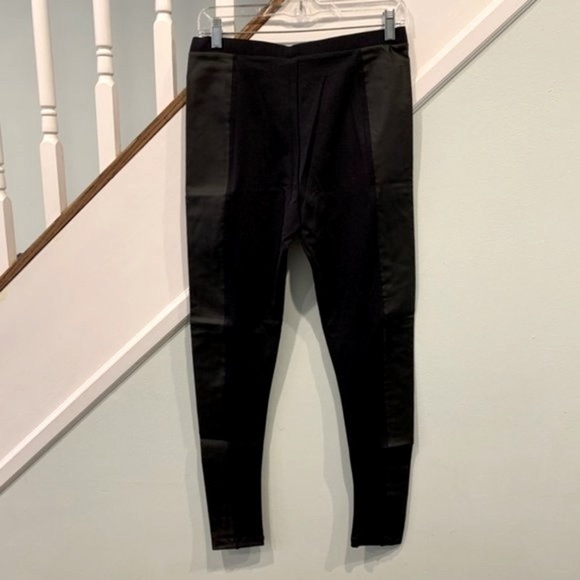 David Lerner Contrast Panel Leggings Faux Leather Black Women’s Size Large - Picture 3 of 7